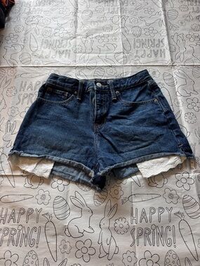 Old Navy Blue Denim Shorts with White Lace Trim